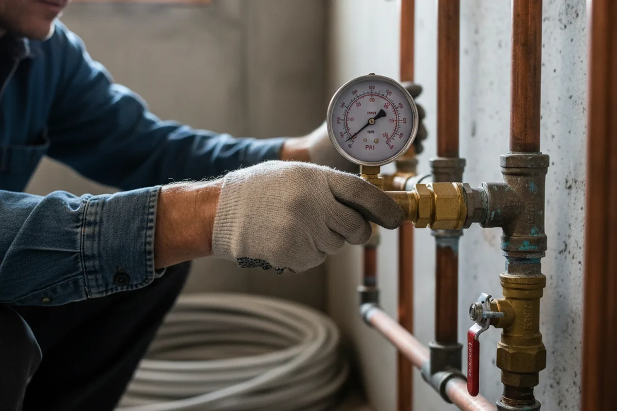 Pressure testing a repaired line during Water Line Repair in Bonham